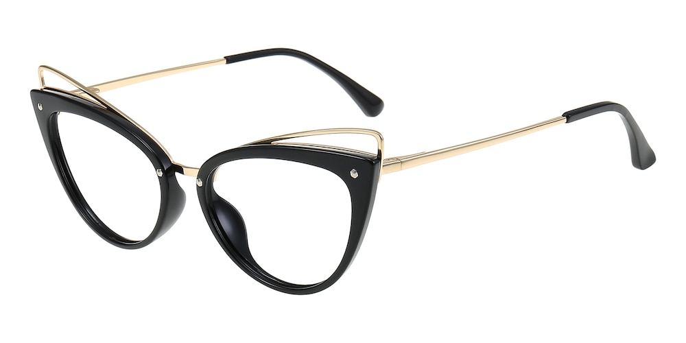 Bridget Black/Golden Cat Eye TR90 Eyeglasses