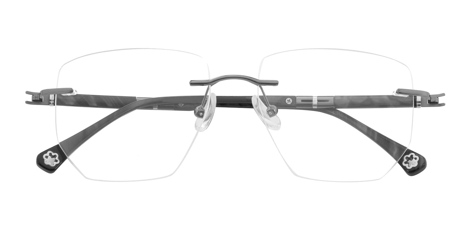 Hiram Polygon Gunmetal Rimless Eyeglasses | Glassesshop