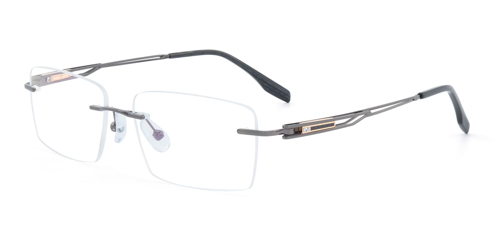 Eric Rectangle Gunmetal Rimless Eyeglasses | Glassesshop
