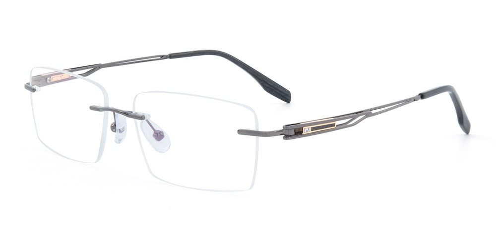 Eric Gunmetal Rectangle Titanium Eyeglasses