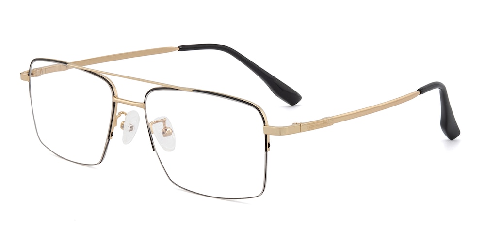 Moore Black/Golden Rectangle Metal Eyeglasses