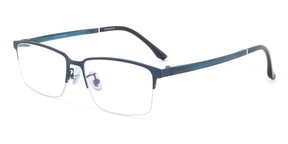 Sean Blue Rectangle Titanium Eyeglasses