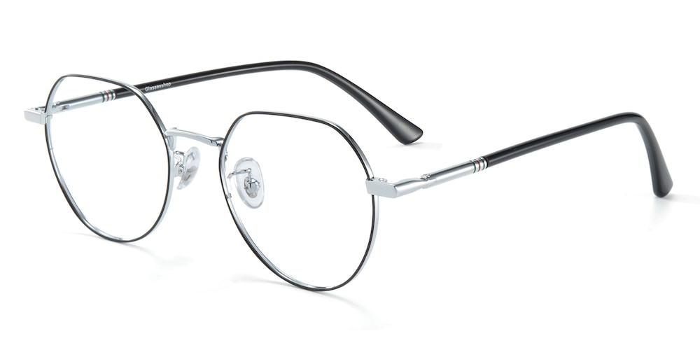 Alva Black/Silver Oval TR90 Eyeglasses