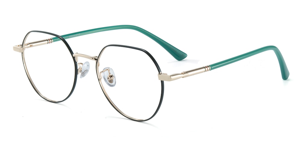 Alva Black/Golden/Green Oval TR90 Eyeglasses