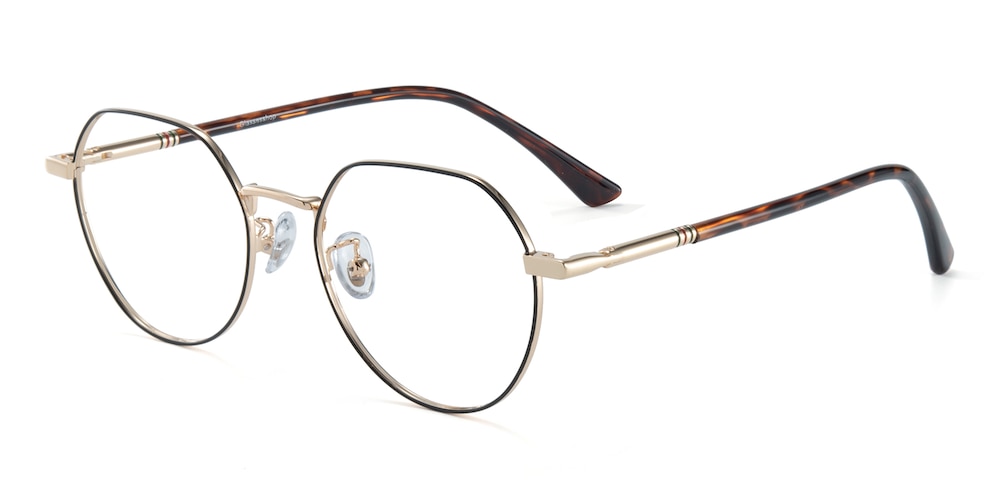 Alva Black/Golden/Tortoise Oval TR90 Eyeglasses