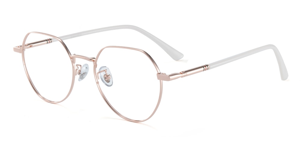 Alva Rose Gold/White Oval TR90 Eyeglasses