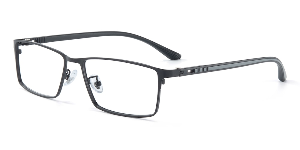 Arnold Black Rectangle Metal Eyeglasses