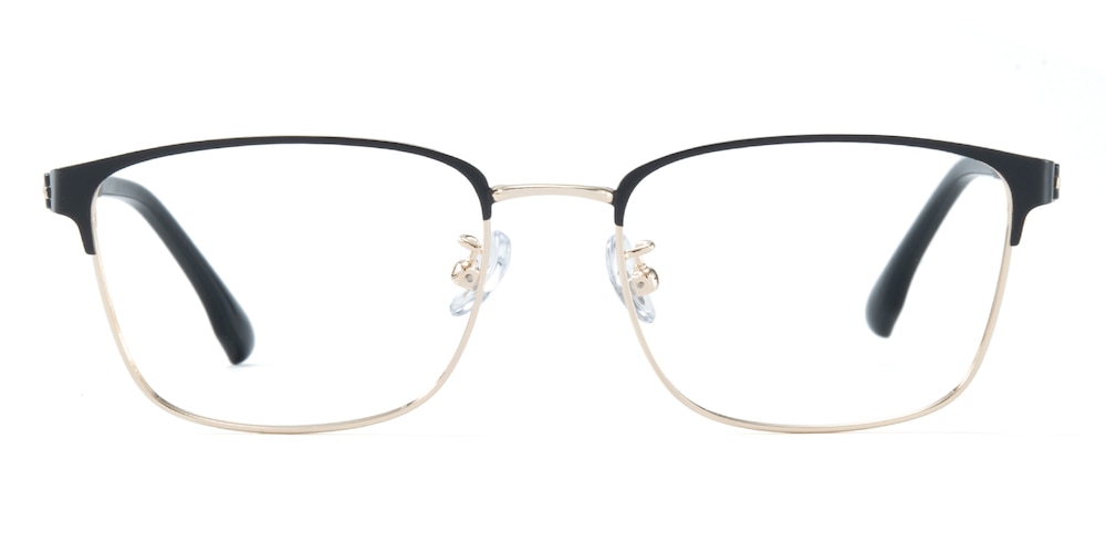 Arvin Black/Golden Rectangle Metal Eyeglasses