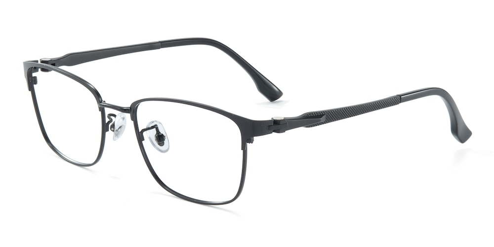 Arvin Black Rectangle Metal Eyeglasses