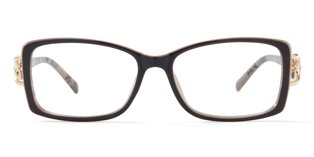 Yule Brown Rectangle Plastic Eyeglasses