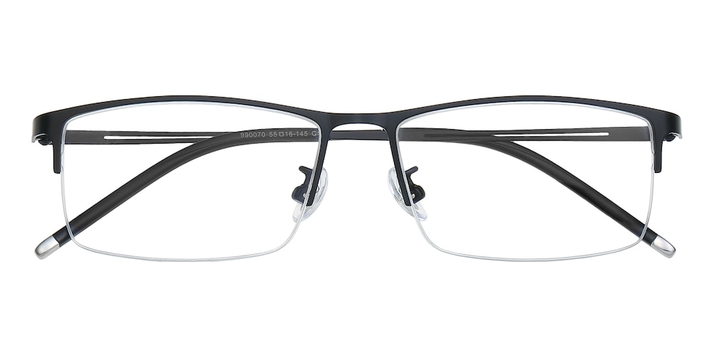 Baron Black Rectangle Metal Eyeglasses