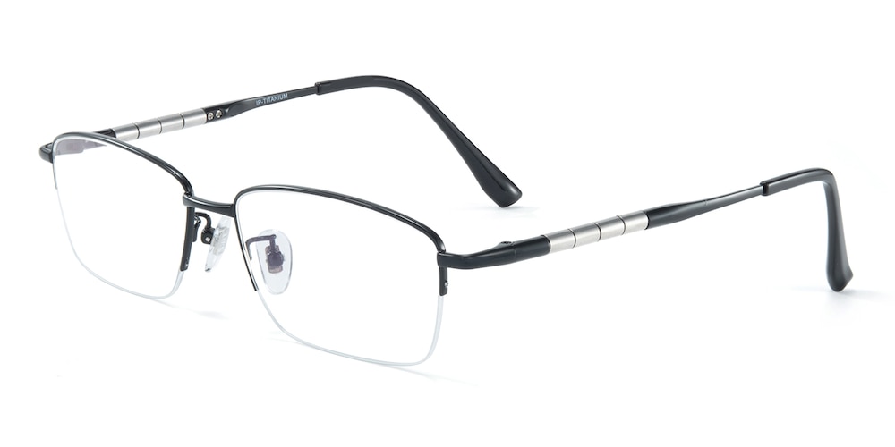Charles Black Rectangle Titanium Eyeglasses