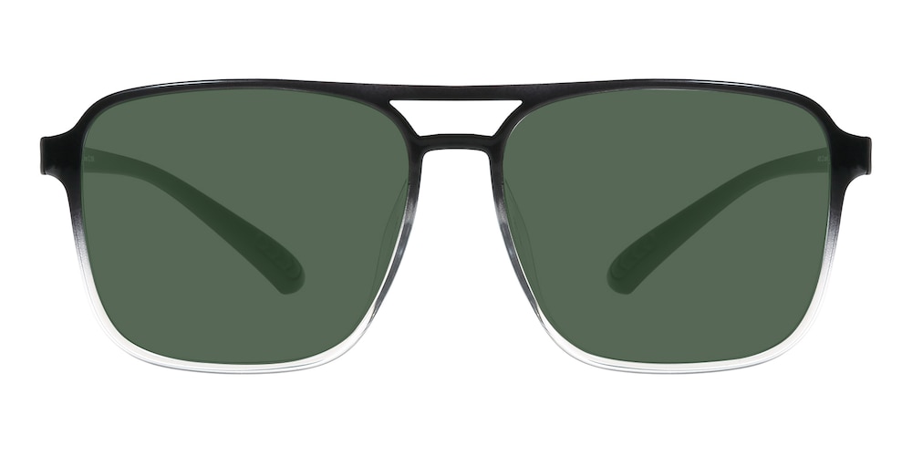 Plains Black/Crystal Polarized Green Aviator TR90 Eyeglasses