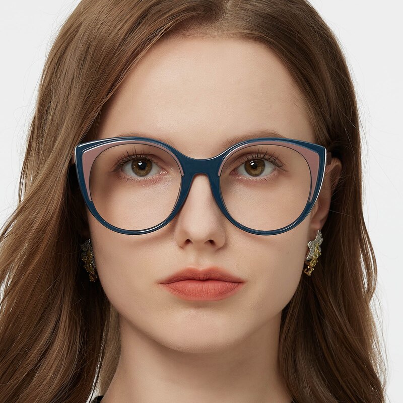Jennifer Cat Eye - Blue/Brown Eyeglasses