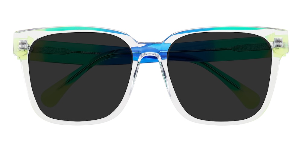 Hackensack Crystal/Blue/Green Square Acetate Sunglasses