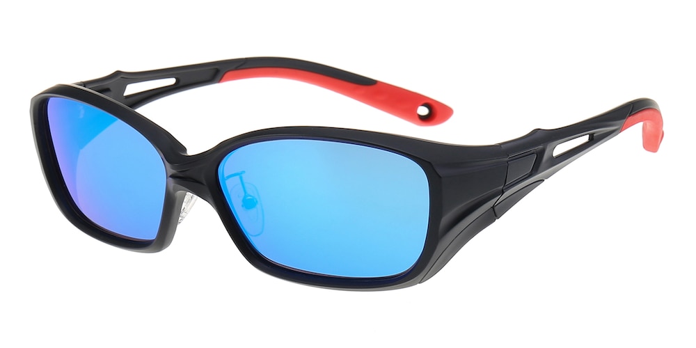 Iowa Black/Red Rectangle TR90 Sunglasses