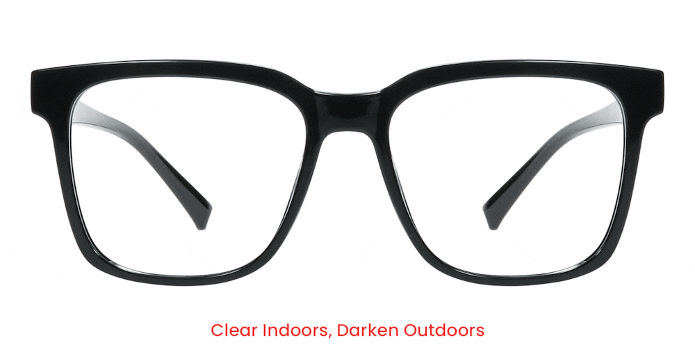 Oberlin Black-Blue Block Photochromic Gray Square TR90 Eyeglasses