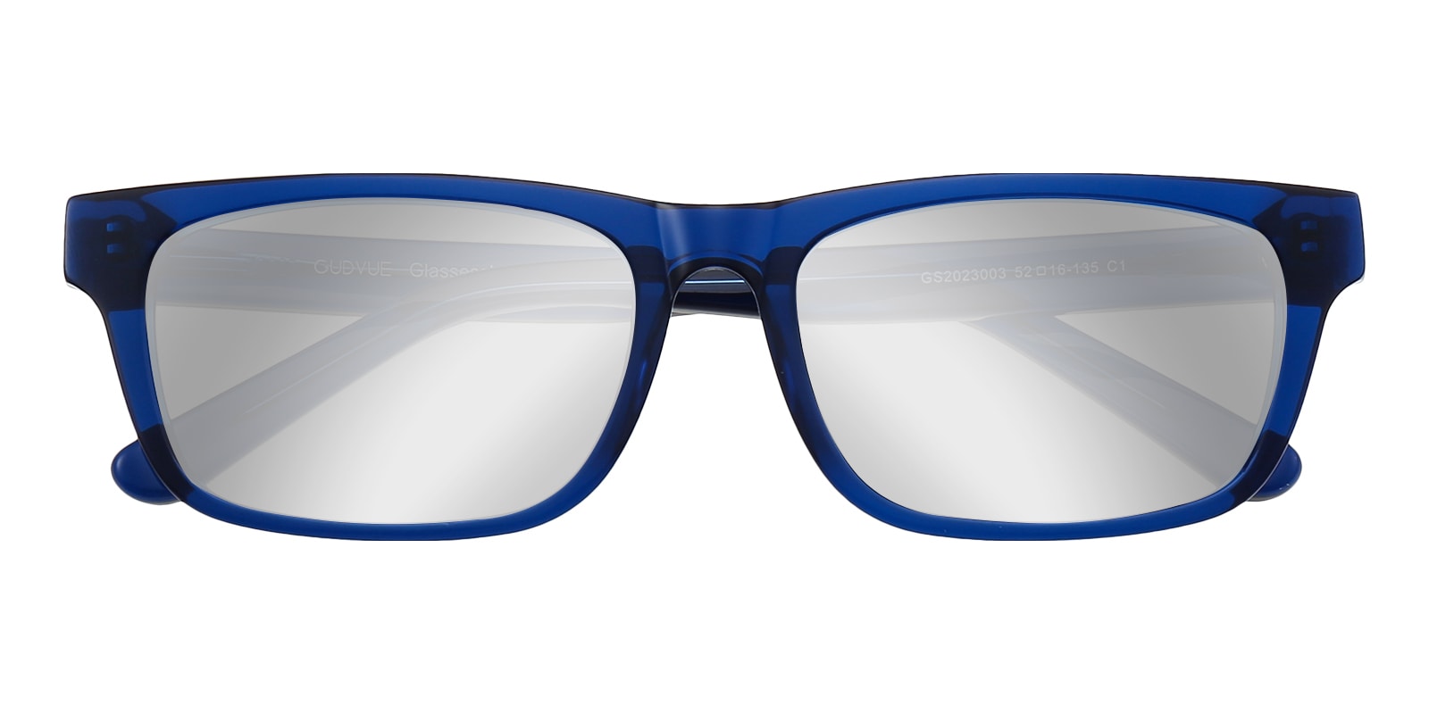 Rectangle Eyeglasses, Full Frame Blue-Silver Mirrored Coating Plastic - FZ2112JMY