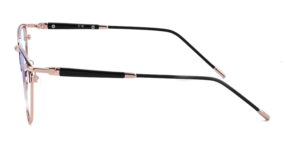 Haywood Black/Rose Gold-Blue Block Pro Oval Metal Eyeglasses