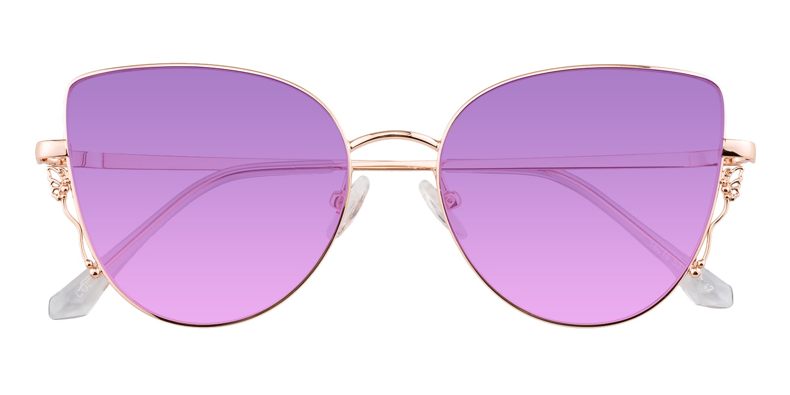 Cat Eye Eyeglasses, Full Frame Rose Gold-Blue Block Photochromic Purple Metal - FM1387BBZ