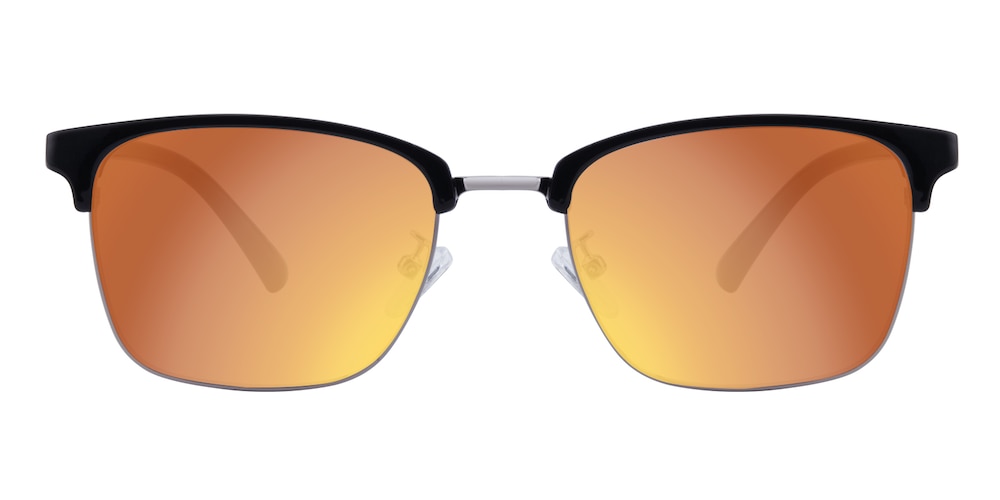 Libra Black/Silver-Orange Mirrored Coating Rectangle TR90 Eyeglasses