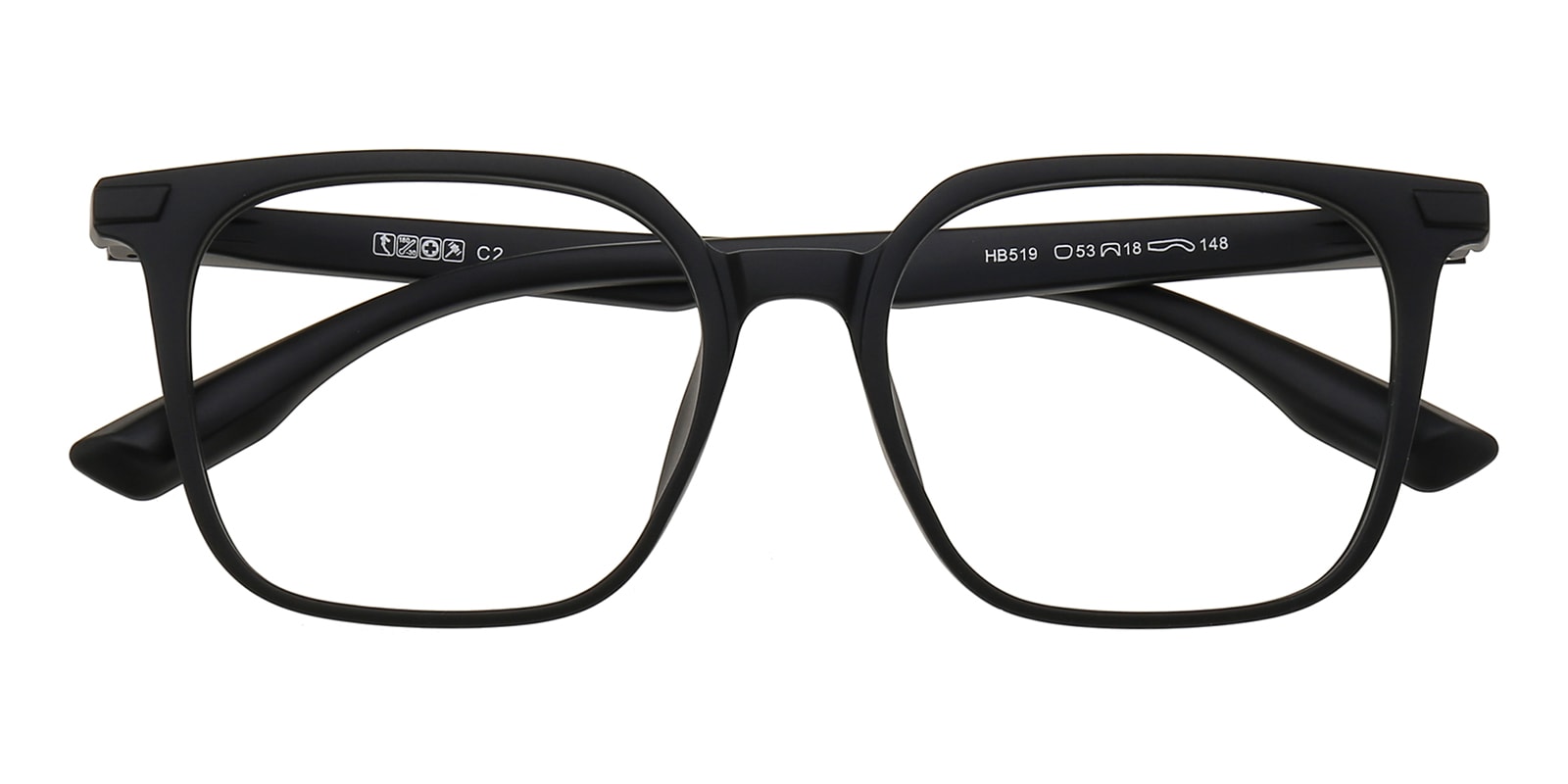Square Eyeglasses, Full Frame Mblack TR90 - FP2836