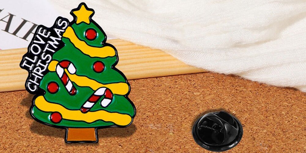 I Love Christmas Tree Badge/ Brooch
