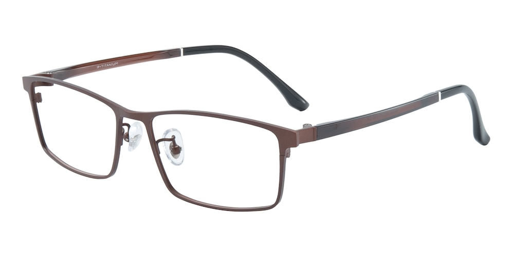 Isaac Brown Rectangle Titanium Eyeglasses