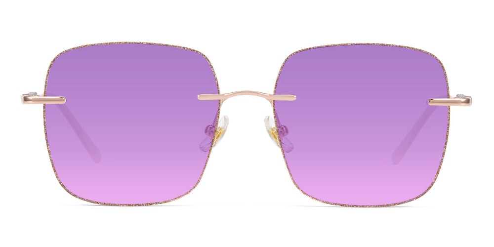 Elizabeth Rose Gold-Photochromic Purple Square Metal Eyeglasses