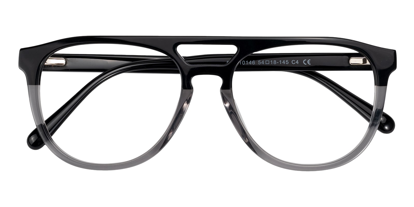 Aviator Eyeglasses, Full Frame Black/Gray Plastic - FZ2126