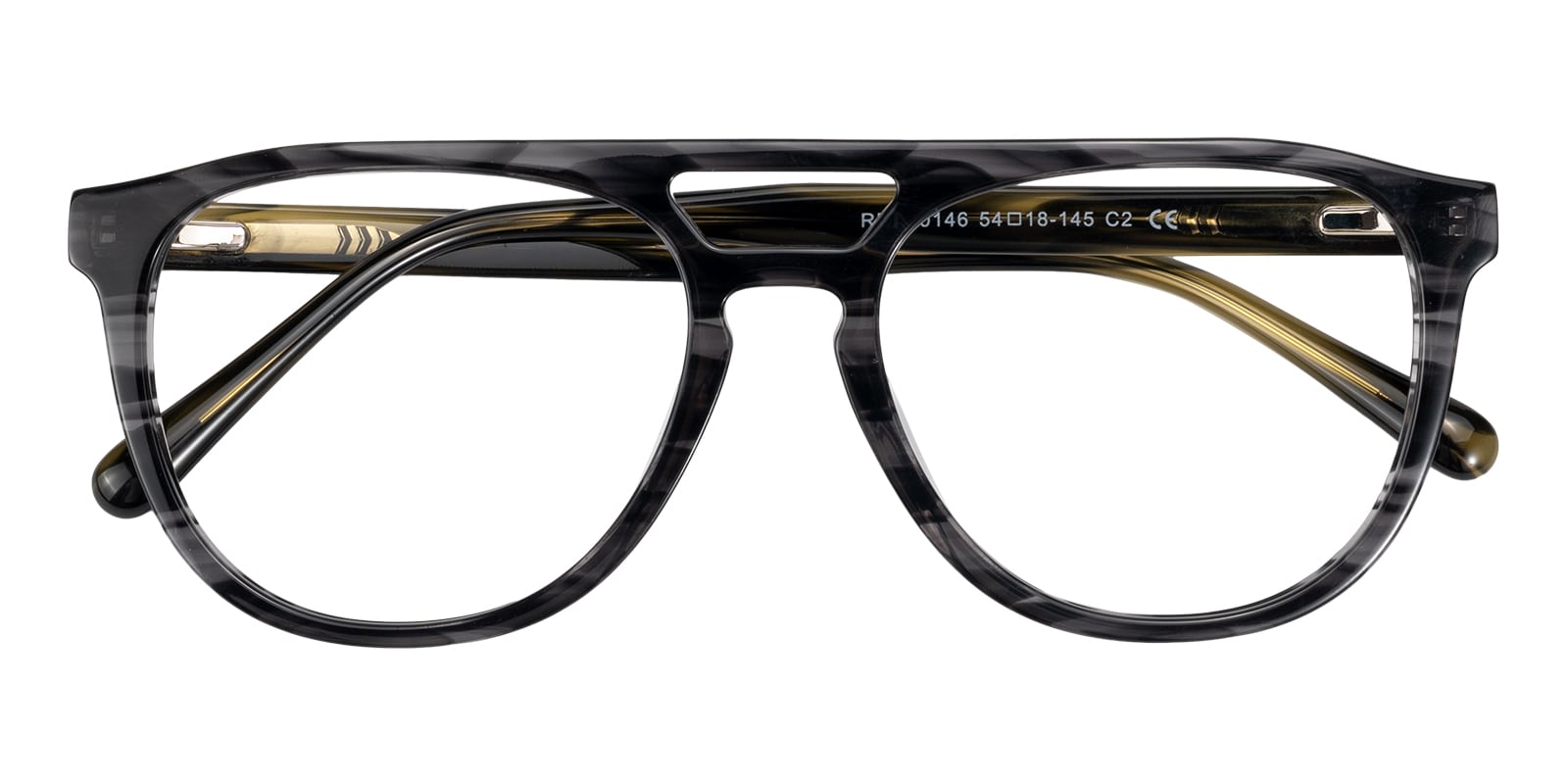 Aviator Eyeglasses, Full Frame Gray Tortoise/Yellow Plastic - FZ2127