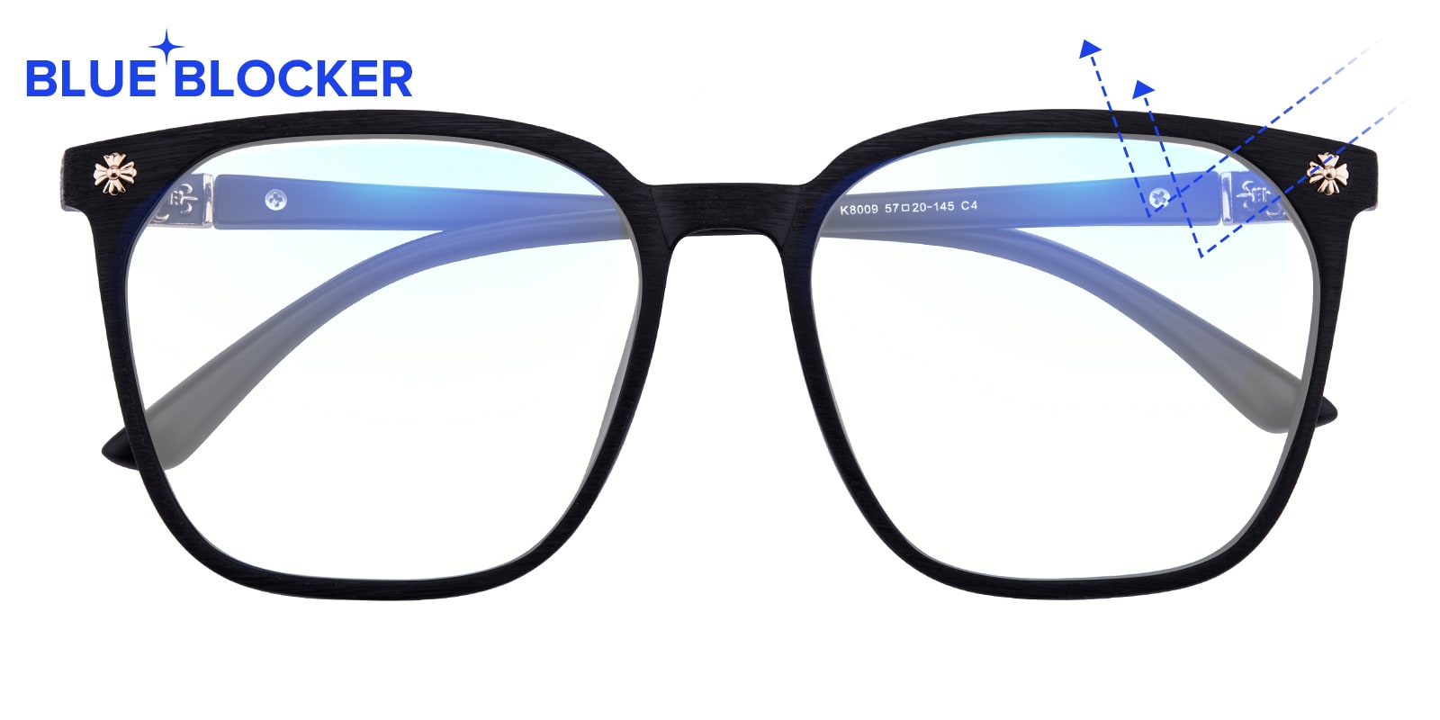 Square Eyeglasses, Full Frame Black Blue Block Pro TR90 - FP2043PRO