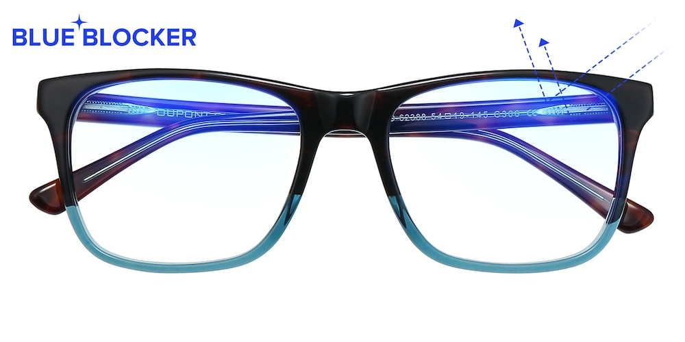 Endicott Black/Green-Blue Block Pro Rectangle Acetate Eyeglasses
