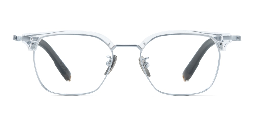 Beaumont Crystal/Silver Square Titanium Eyeglasses