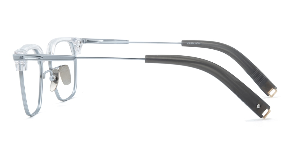 Beaumont Crystal/Silver Square Titanium Eyeglasses