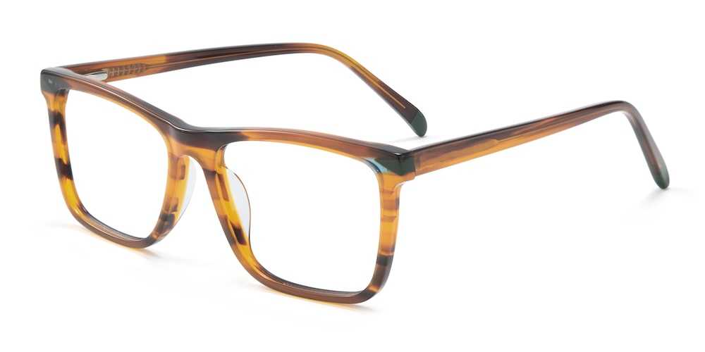 Morehead Brown Stripe Rectangle Acetate Eyeglasses