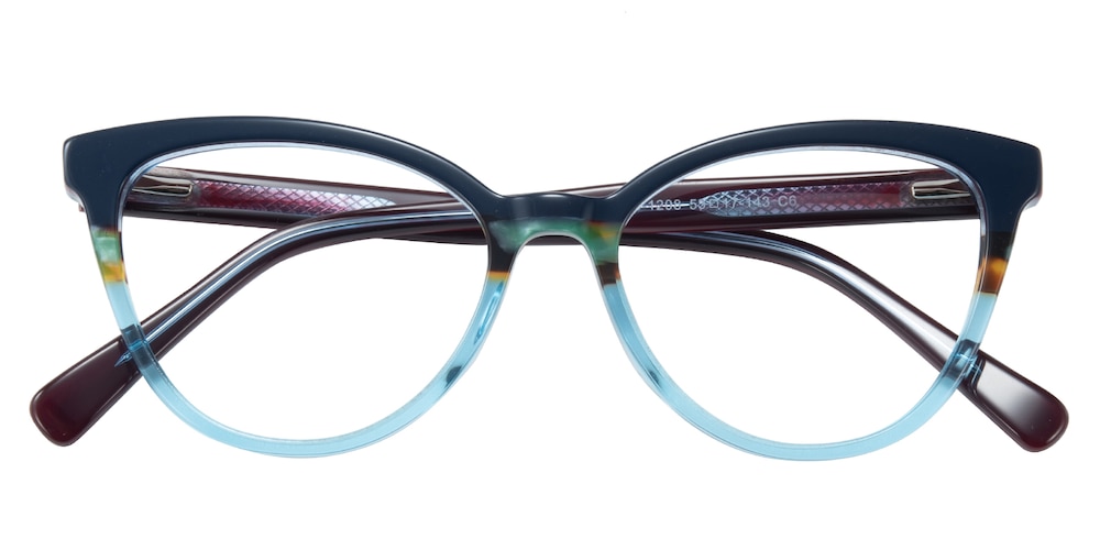 Martha Blue|Floral Cat Eye Acetate Eyeglasses