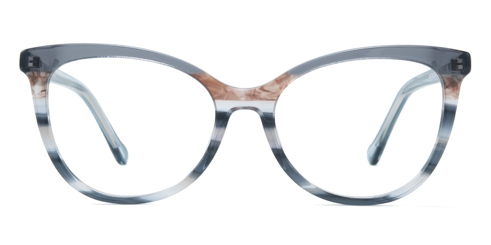 Bonnie Gray/Stripe Cat Eye Acetate Eyeglasses