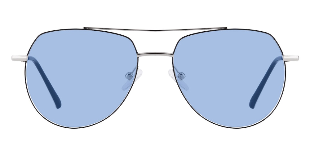 Bernardino Silver|Black Aviator Metal Sunglasses