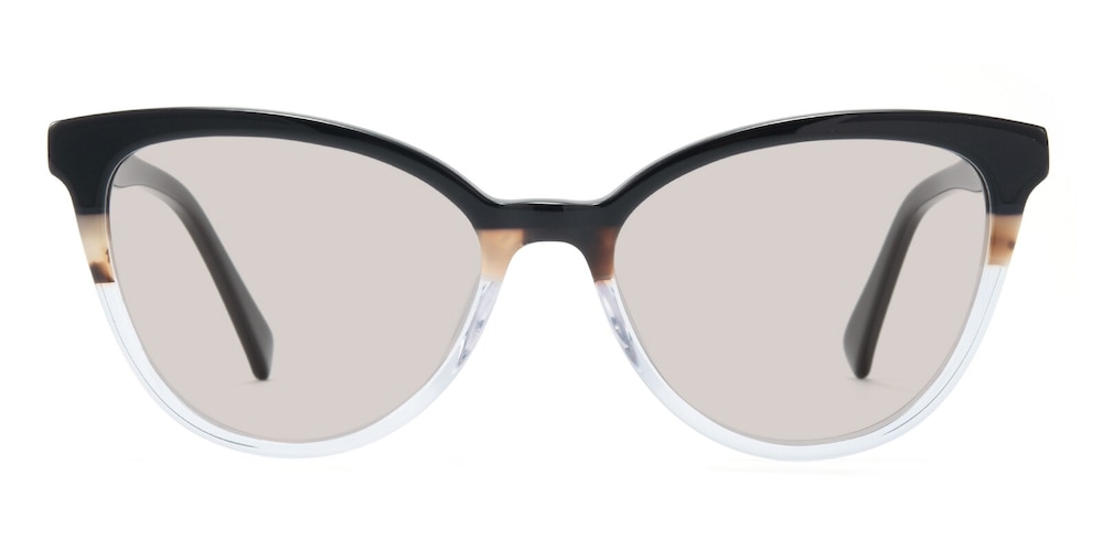 Lauren Black/Crystal Cat Eye Acetate Sunglasses
