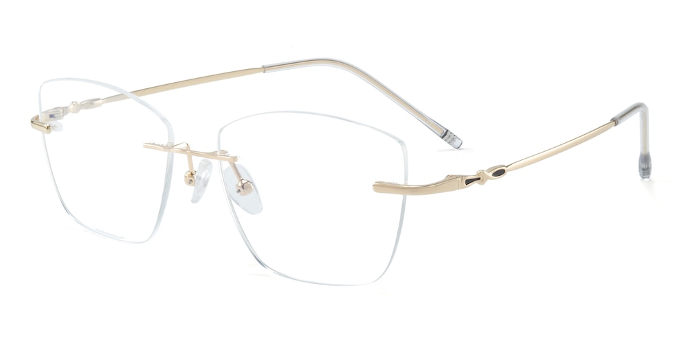 Valentina Golden Rectangle Metal Eyeglasses
