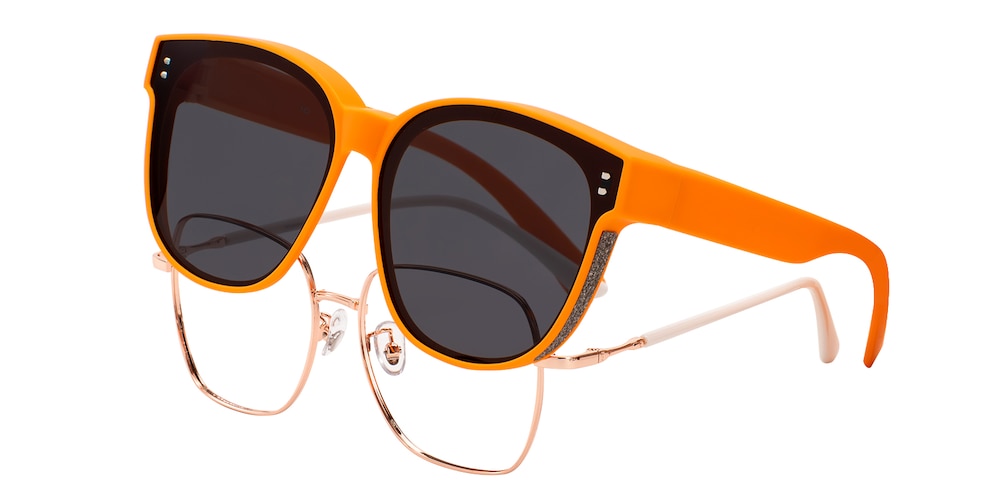 Fit Over Sunglasses Orange Oval TR90 Sunglasses