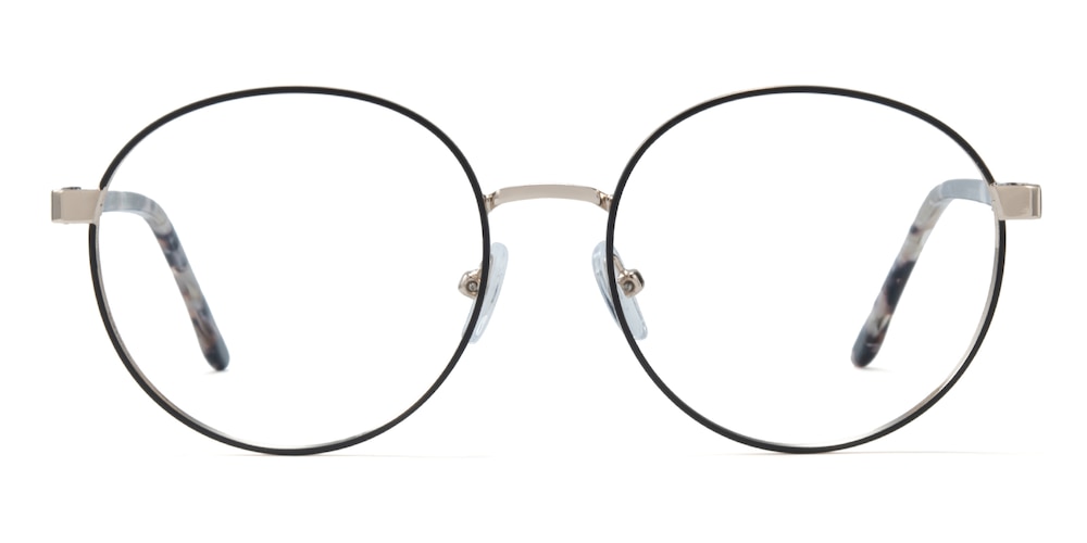 Versailles Black/Golden Round Metal Eyeglasses