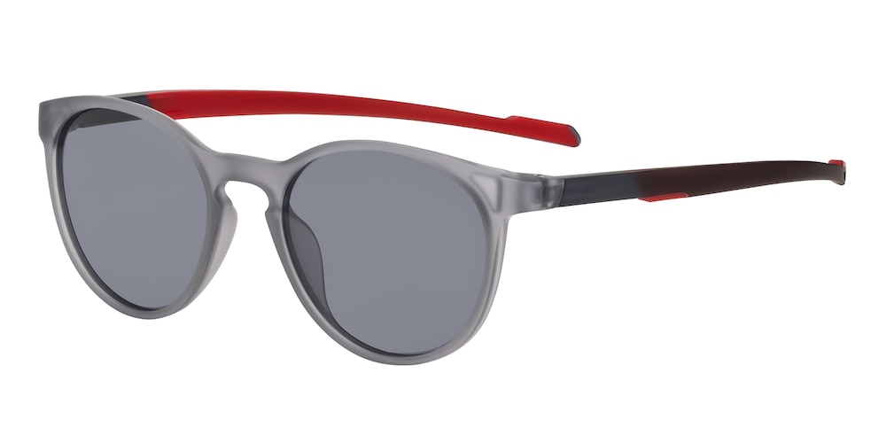 Yellowknife Gray/Red Round TR90 Sunglasses