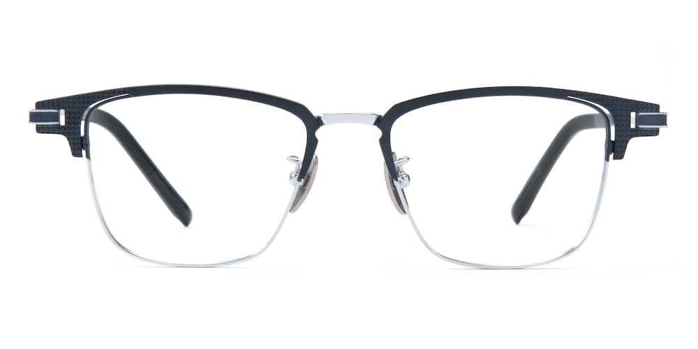 Bernie Black/Silver Rectangle Titanium Eyeglasses
