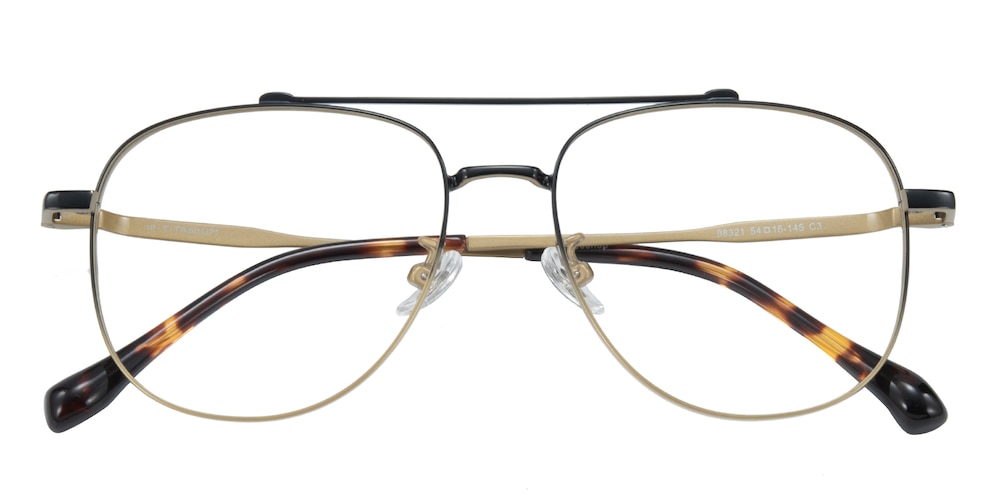Sherwood Black/Golden Aviator Titanium Eyeglasses