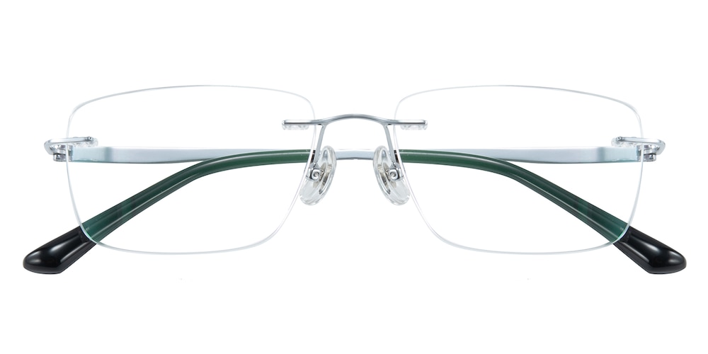 Jeffrey Silver Rectangle Titanium Eyeglasses