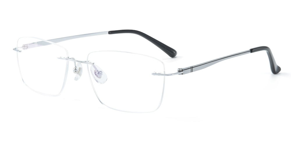 Jeffrey Silver Rectangle Titanium Eyeglasses