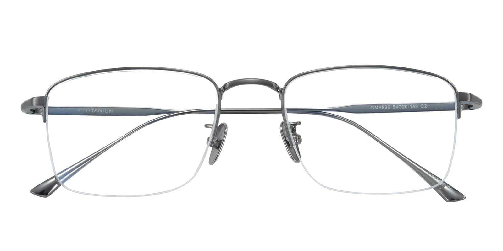 Rectangle Eyeglasses, Half Frame Gunmetal Titanium - ST0298