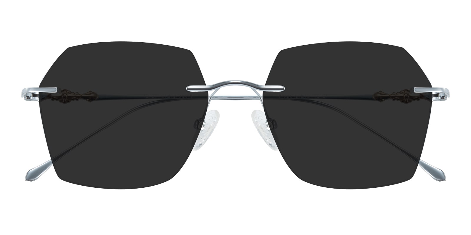 Polygon Sunglasses, Rimless Frame Silver Titanium - SUP1661